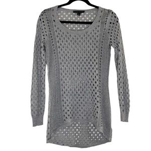 Rock and Republic Silver Gray Metallic Shimmer Open Knit Sweater Sz Small